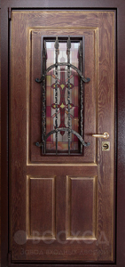 Фото  Стальная дверь Дверь с ковкой №20 с отделкой Винилискожа