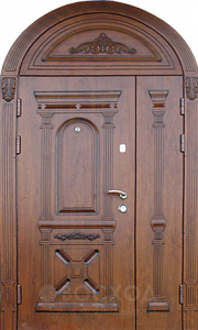 Фото стальная дверь Арочная парадная дверь №98 с отделкой Массив дуба