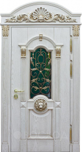 Фото стальная дверь Арочная парадная дверь №362 с отделкой Массив дуба