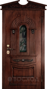 Фото стальная дверь Арочная парадная дверь №392 с отделкой Массив дуба